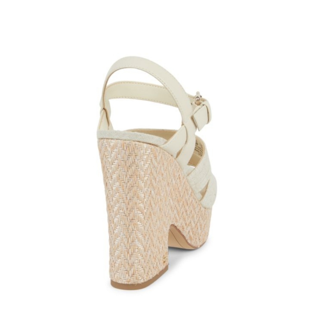 Sam Edelman Liora Strappy Platform Wedge Linen Summer Sandals Size 8.5 New w Box - Picture 4 of 8